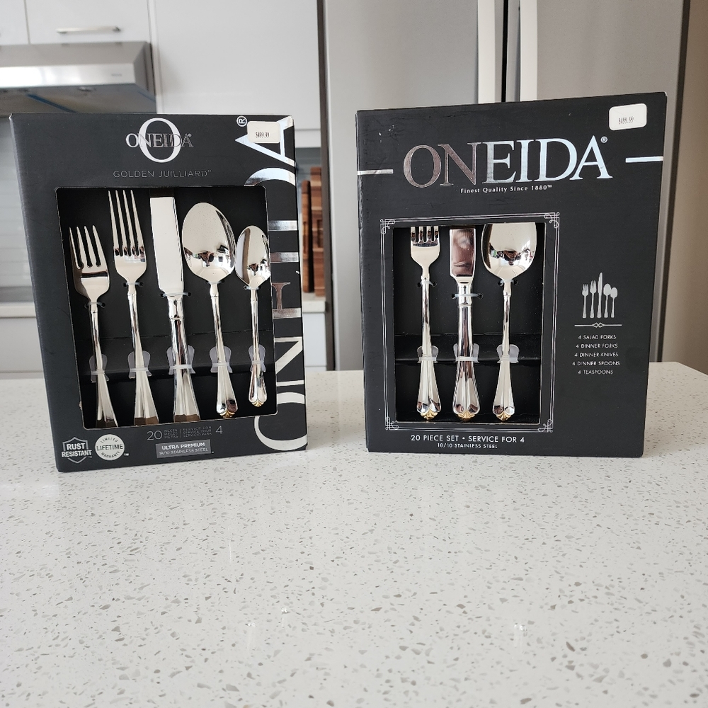 Oneida Golden Juilliard ultra premium 20 piece plate setting flatware BNIB